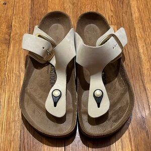 Birkenstock Gizeh Big Buckle Cream Leather Regular US 7 WD